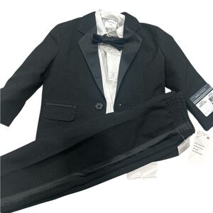 Nautica Boys Black Tuxedo Jacket, Pants & Bow Tie Set